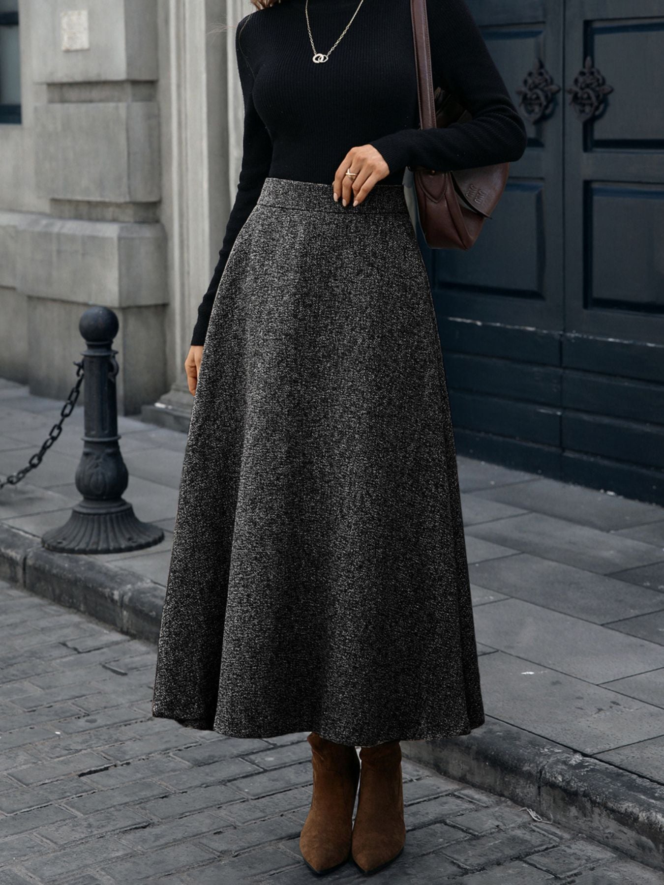 The Mayfair Fluid Satin Midi Skirt