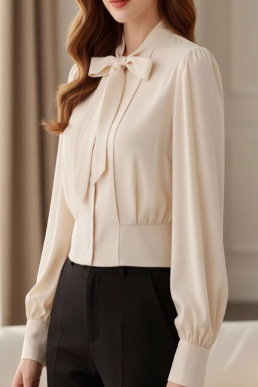 The Belgravia Pussy-Bow Satin Blouse