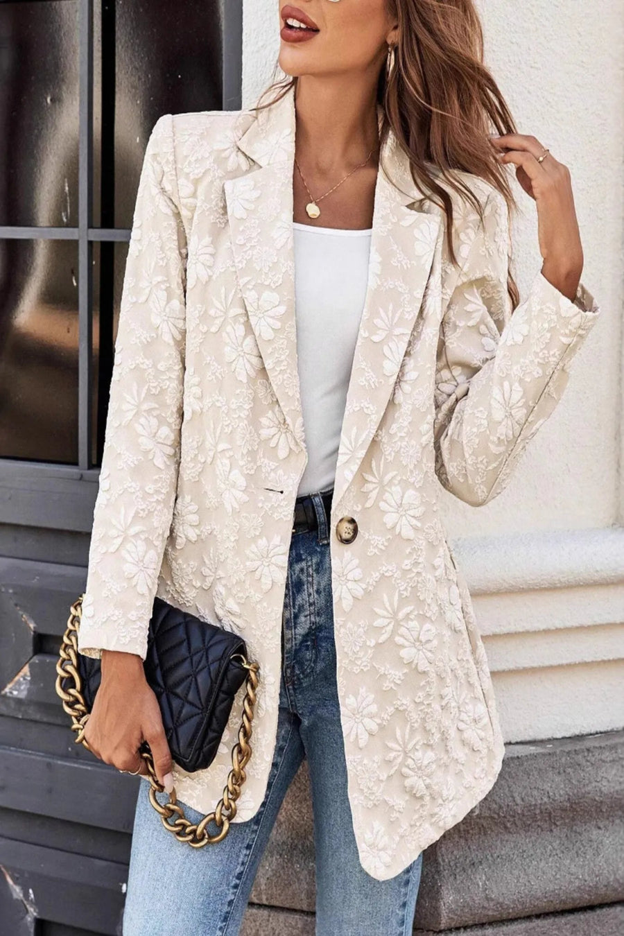 The Richmond Floral Jacquard One-Button Blazer