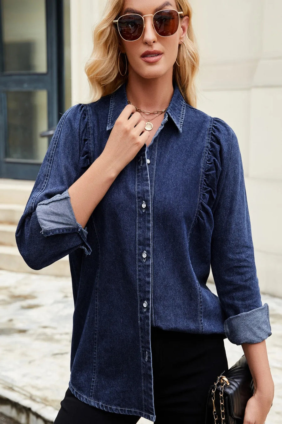 The Shoreditch Fluid Denim Blouse