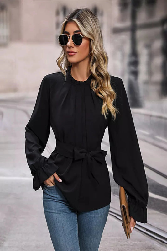 The Richmond Ruffle-Neck & Tie-Waist Blouse