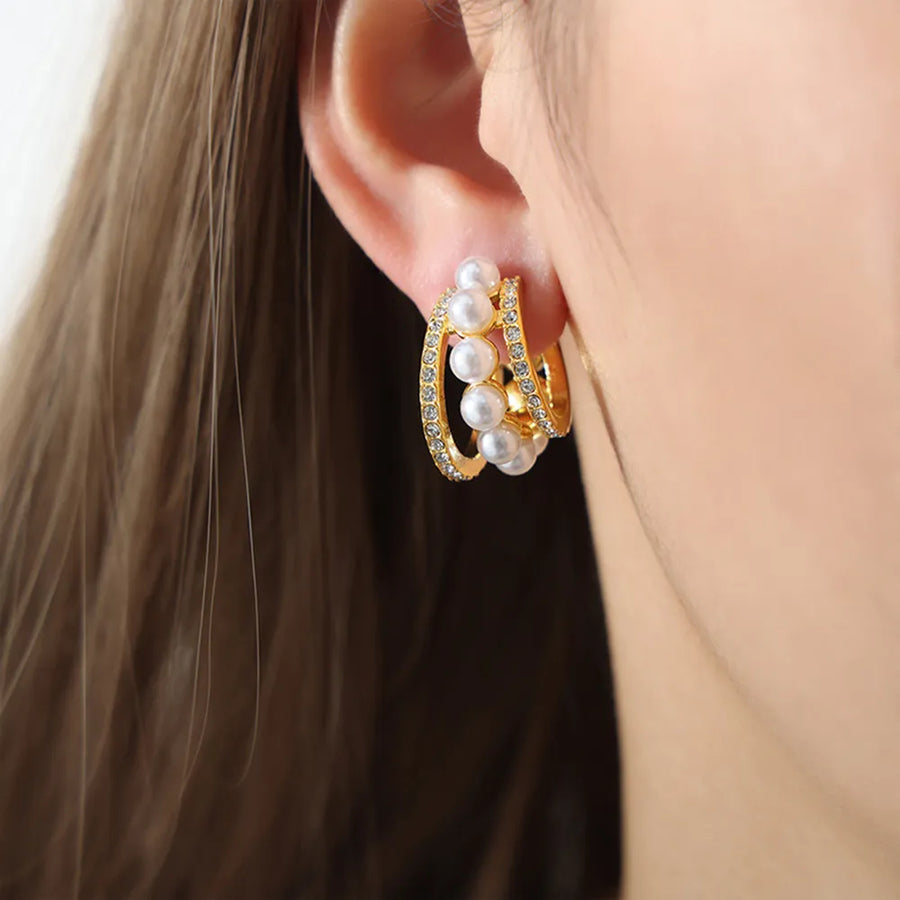 The Celeste Pearl C-Hoop Earrings