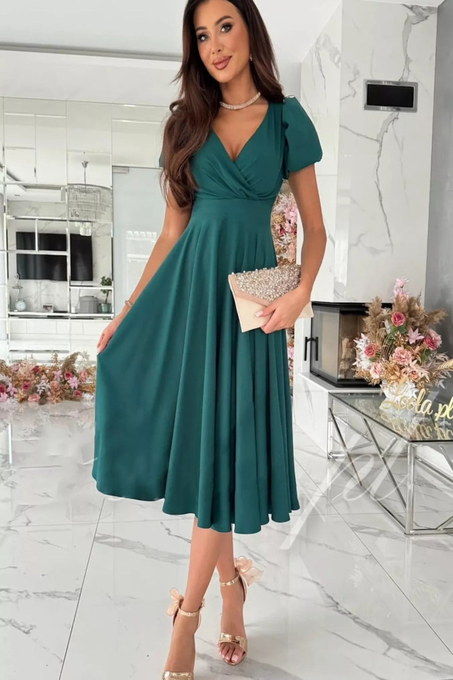 The Kew Gardens Fluid Wrap Midi Dress