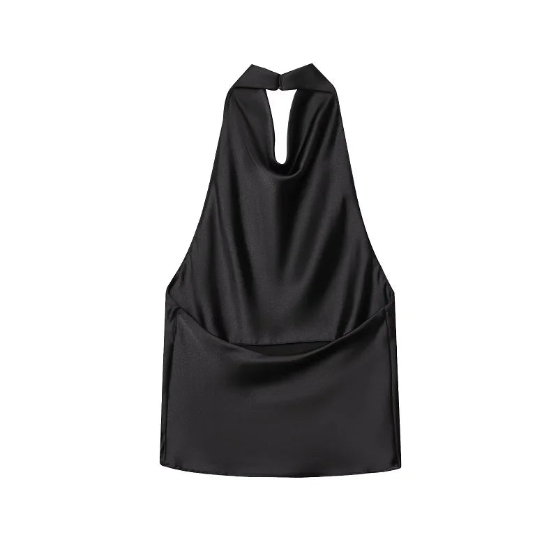 The Kensington Satin Cowl Neck Halter