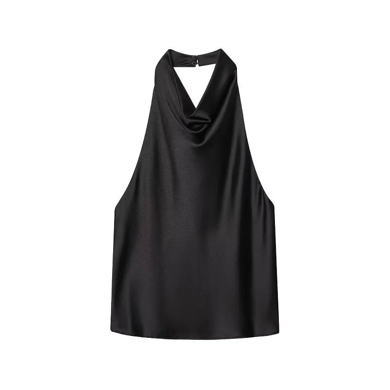 The Kensington Satin Cowl Neck Halter