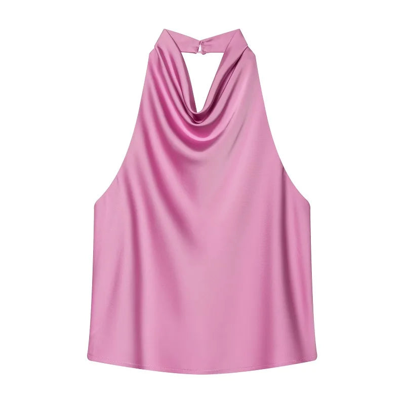The Kensington Satin Cowl Neck Halter