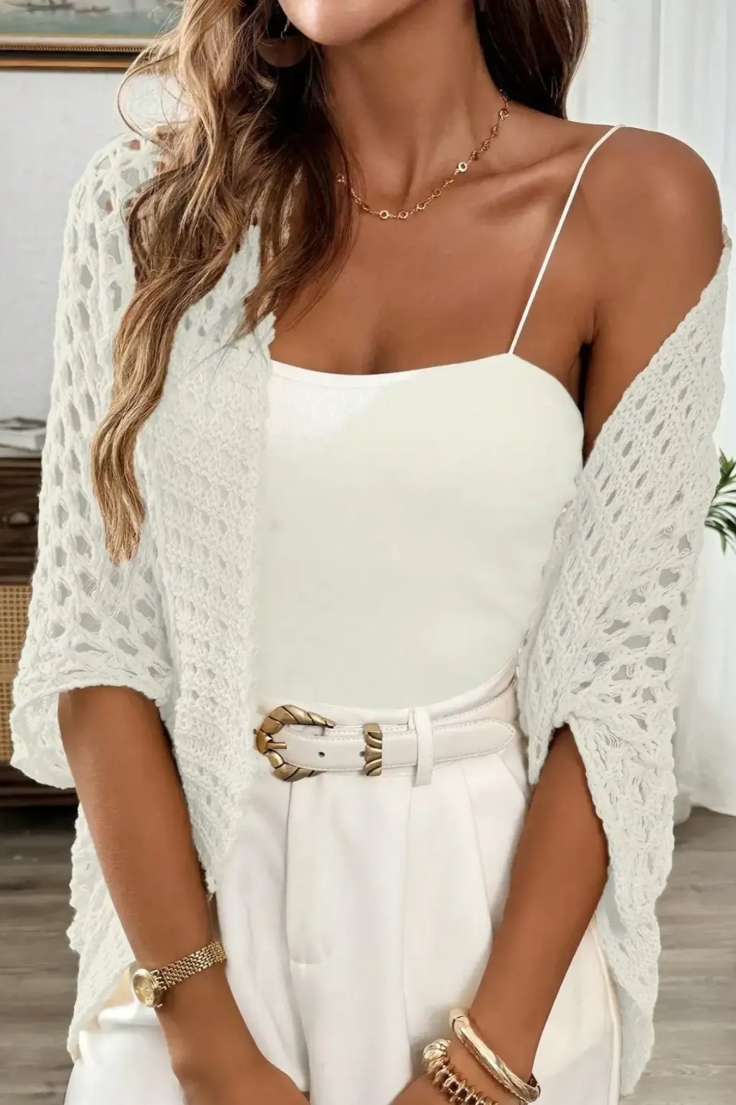 The Aura Crochet-Knit Kimono Cardigan