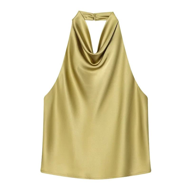 The Kensington Satin Cowl Neck Halter
