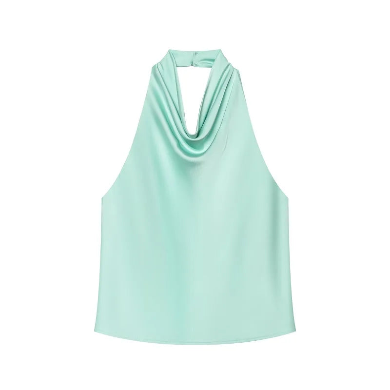The Kensington Satin Cowl Neck Halter