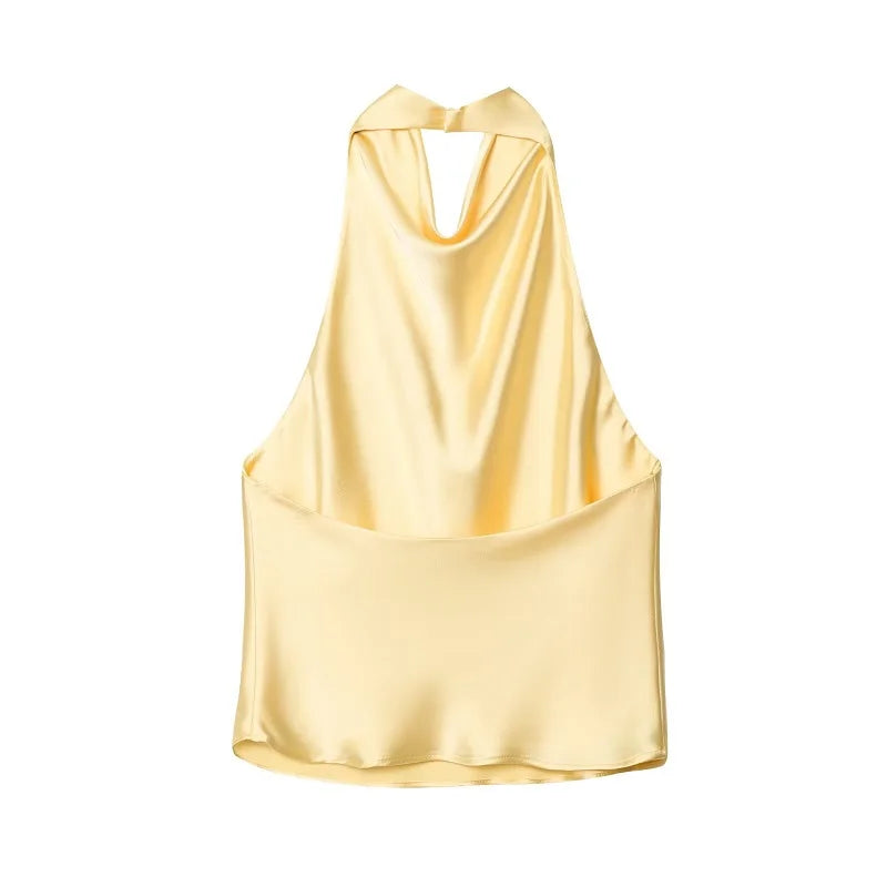 The Kensington Satin Cowl Neck Halter
