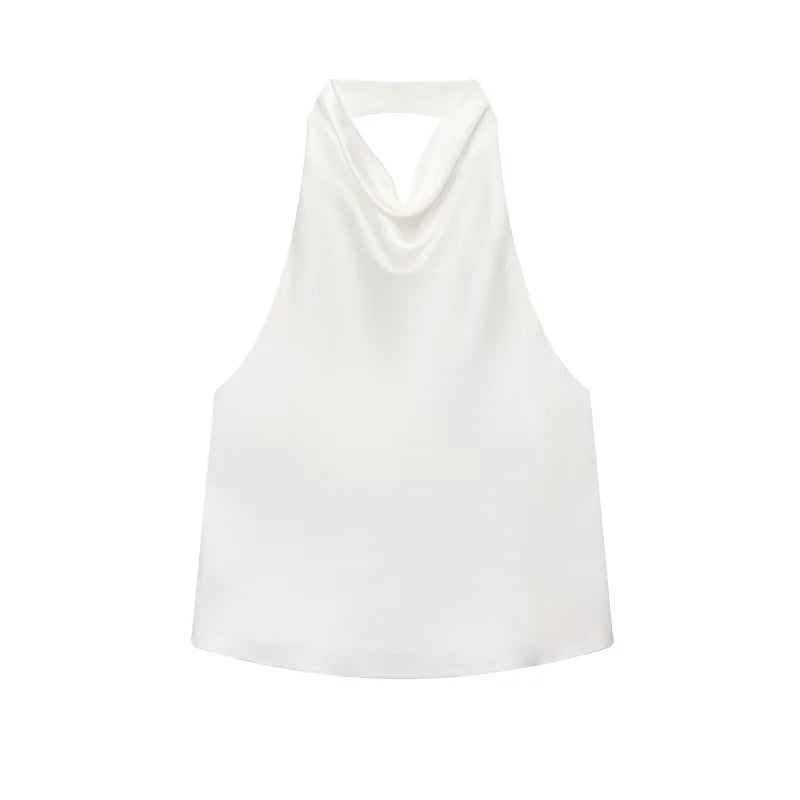 The Kensington Satin Cowl Neck Halter