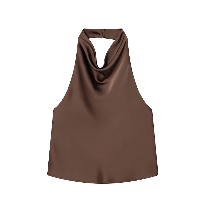 The Kensington Satin Cowl Neck Halter