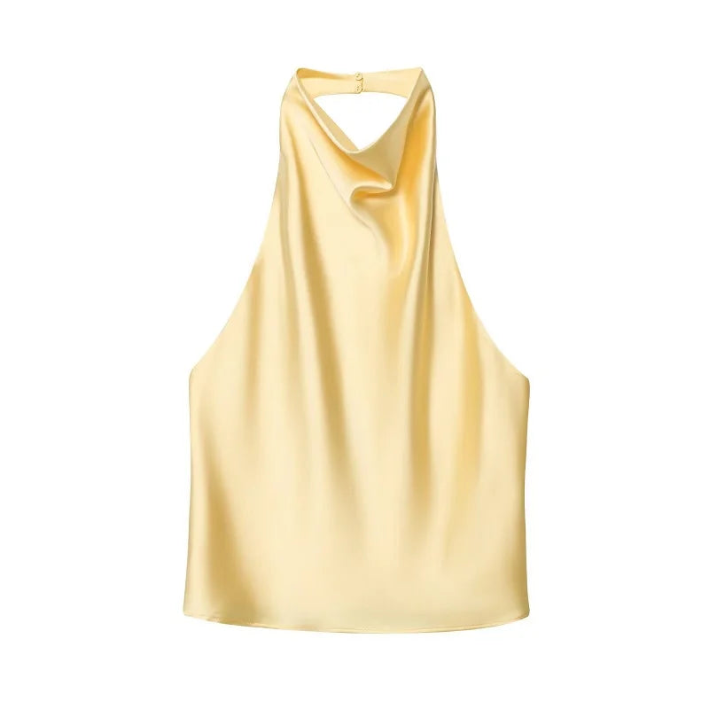 The Kensington Satin Cowl Neck Halter