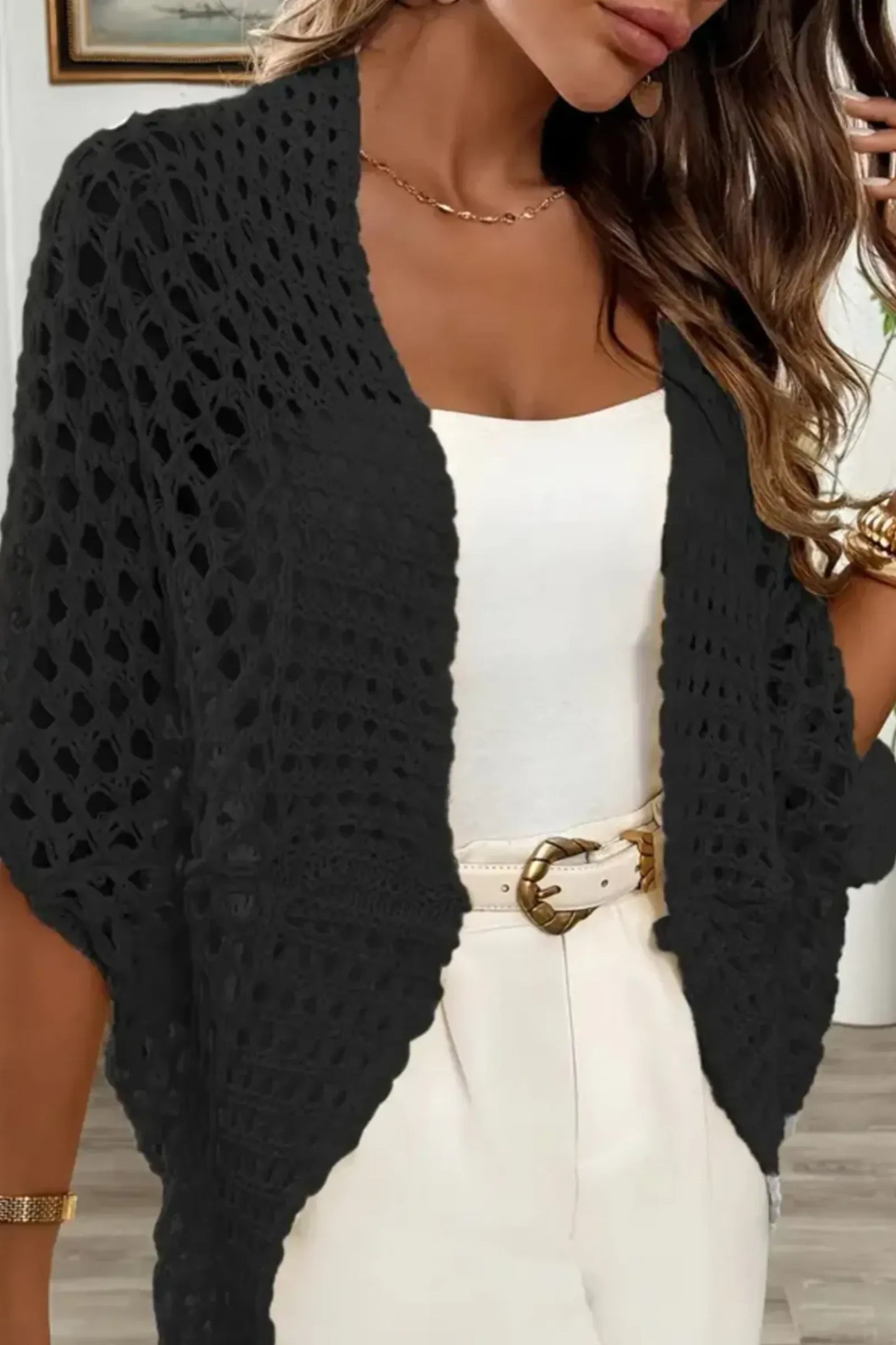 The Aura Crochet-Knit Kimono Cardigan