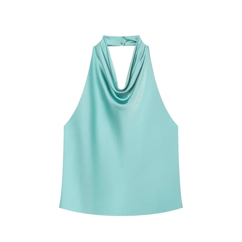 The Kensington Satin Cowl Neck Halter