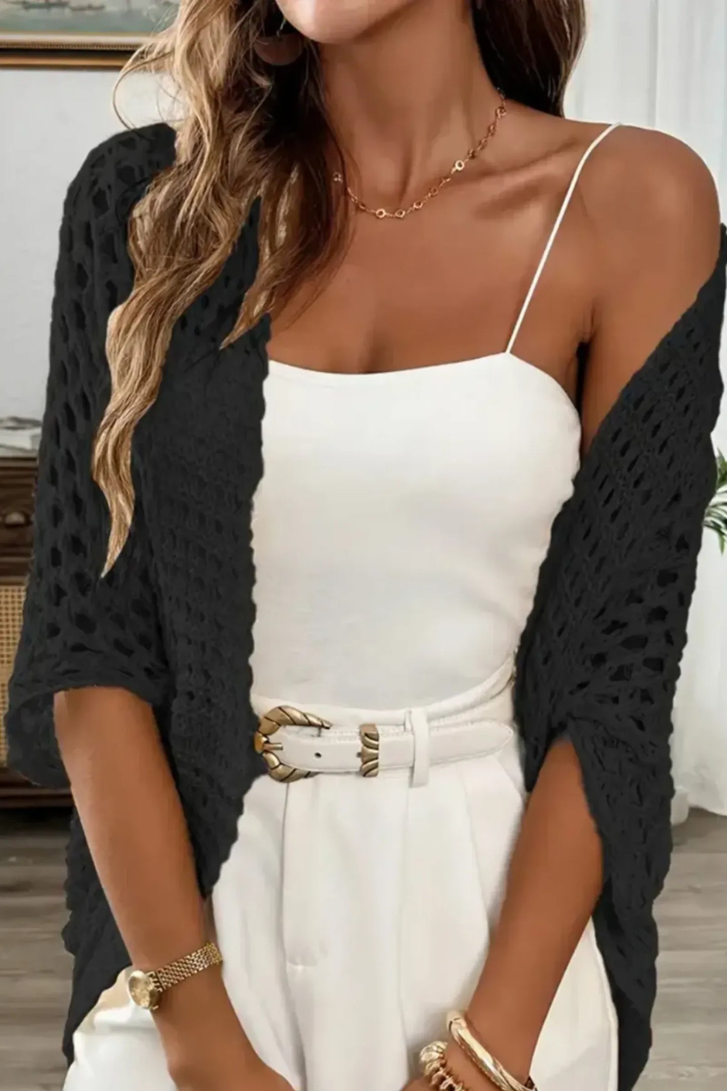 The Aura Crochet-Knit Kimono Cardigan