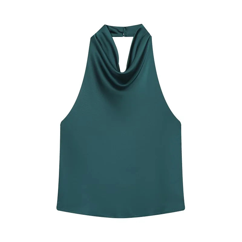 The Kensington Satin Cowl Neck Halter