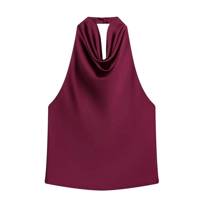 The Kensington Satin Cowl Neck Halter