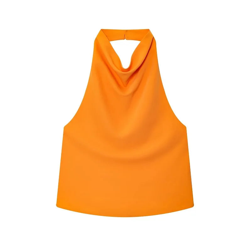 The Kensington Satin Cowl Neck Halter