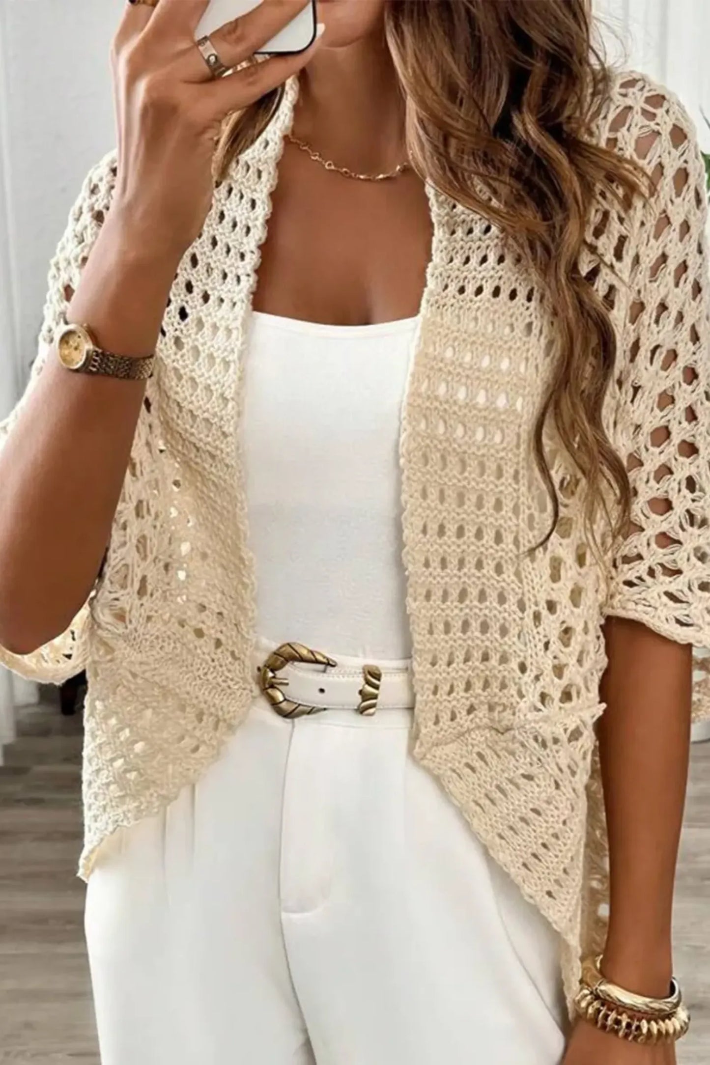 The Aura Crochet-Knit Kimono Cardigan