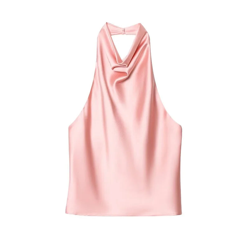 The Kensington Satin Cowl Neck Halter