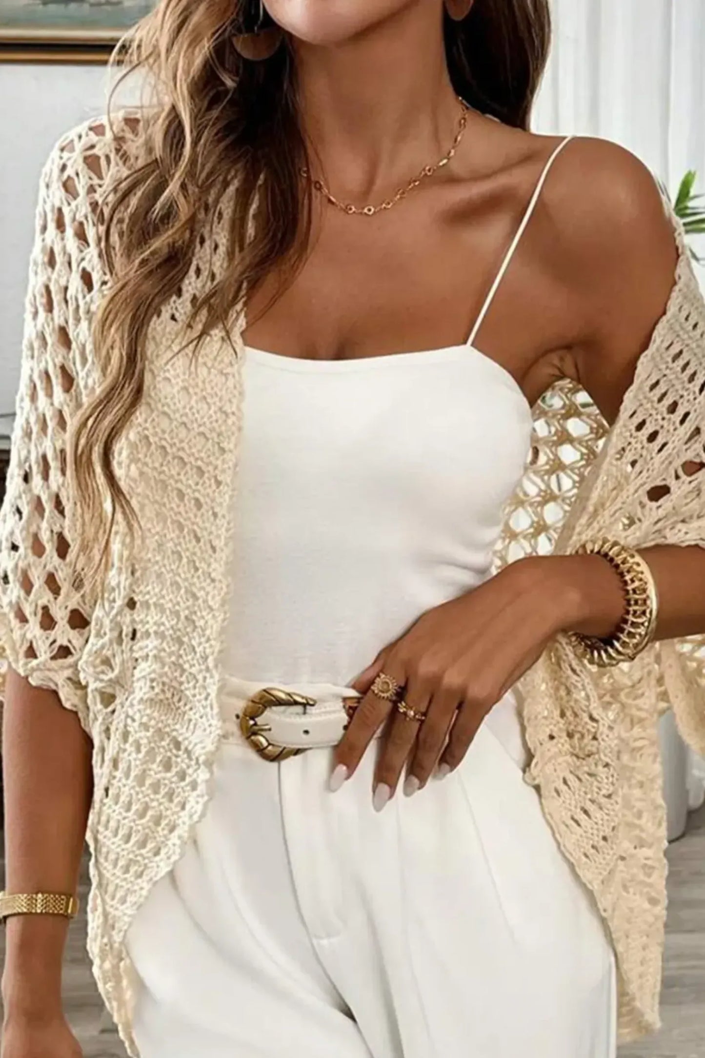 The Aura Crochet-Knit Kimono Cardigan