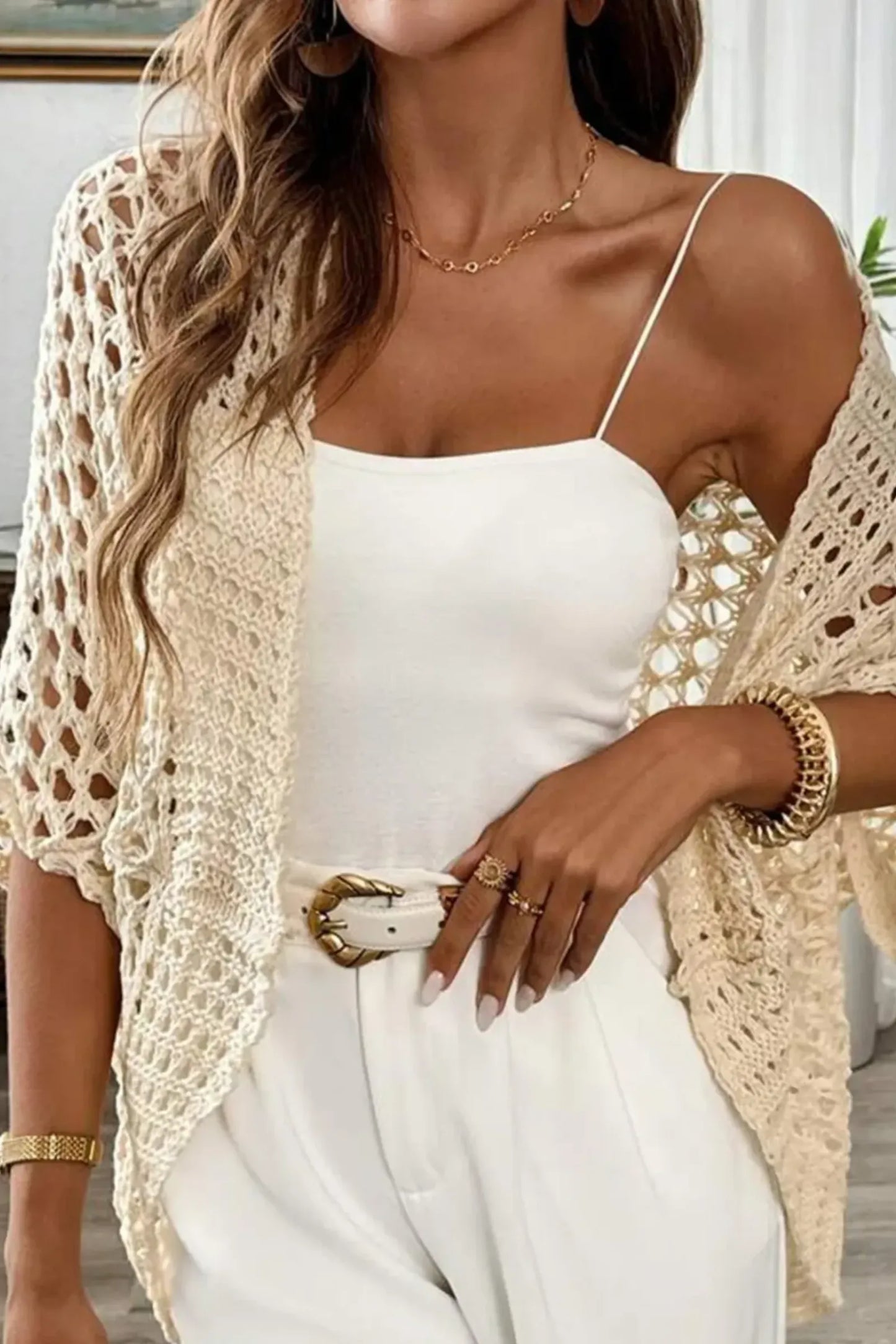 The Aura Crochet-Knit Kimono Cardigan