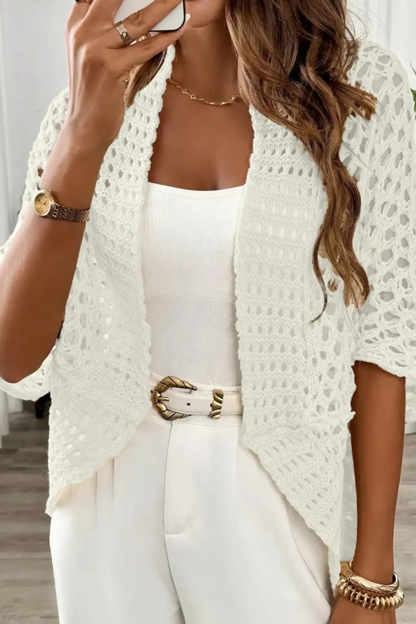 The Aura Crochet-Knit Kimono Cardigan