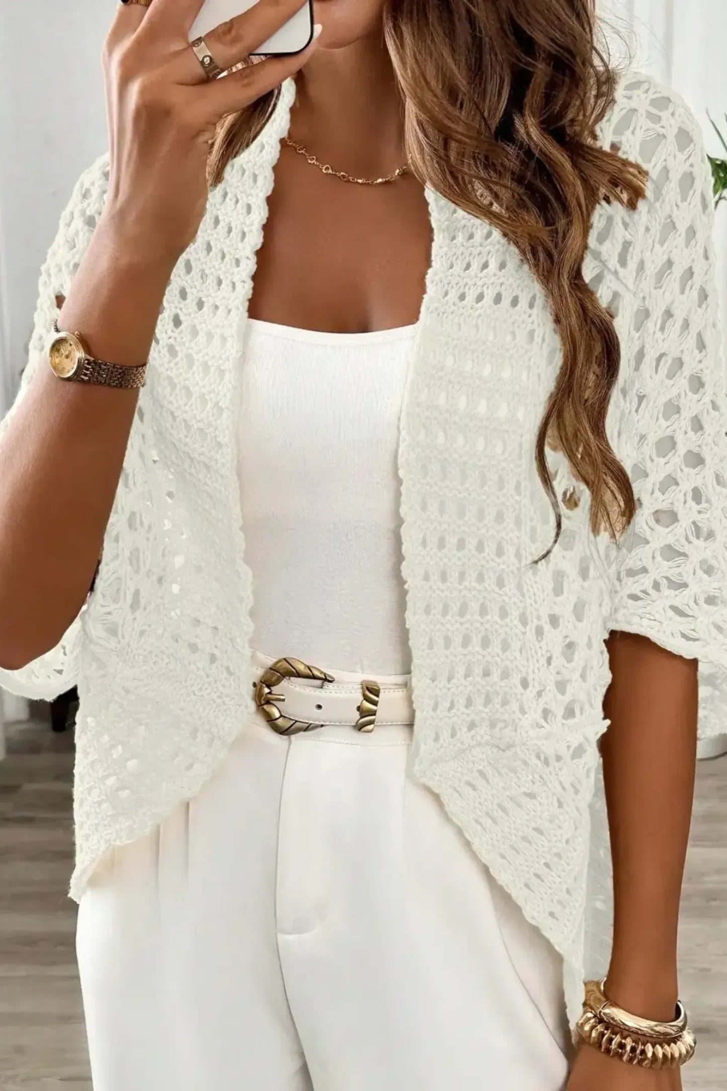 The Aura Crochet-Knit Kimono Cardigan