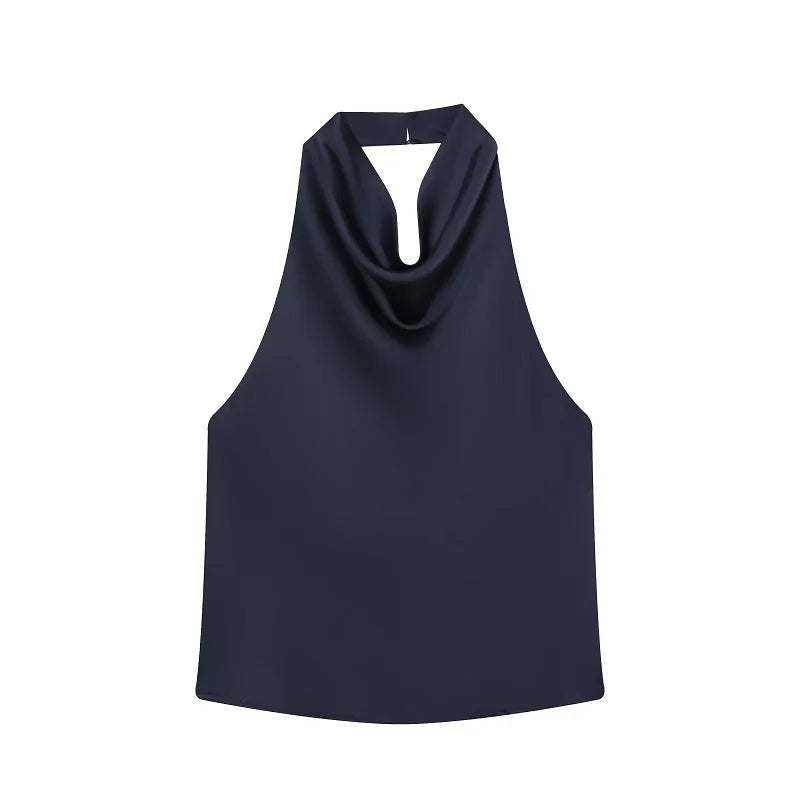 The Kensington Satin Cowl Neck Halter