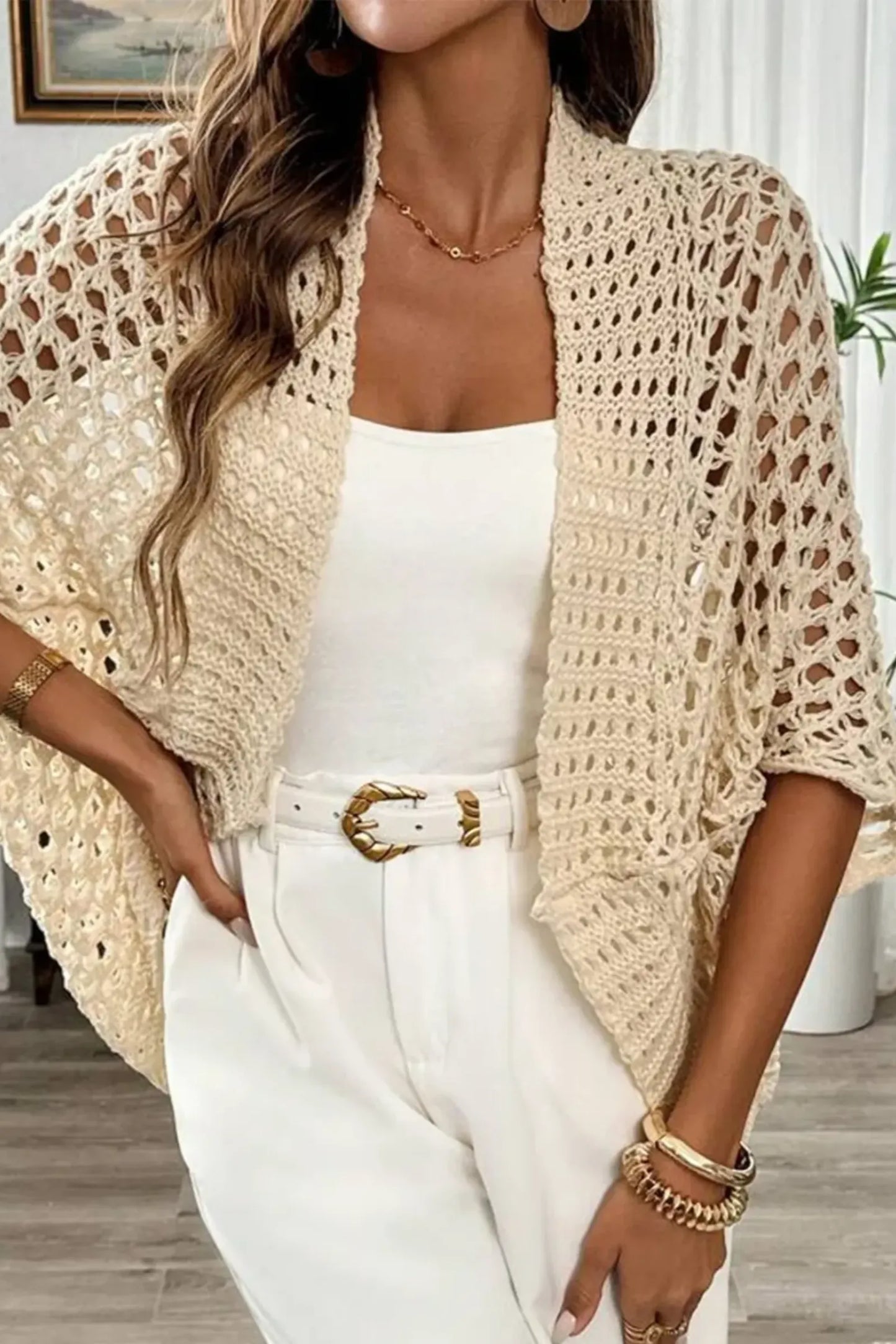 The Aura Crochet-Knit Kimono Cardigan