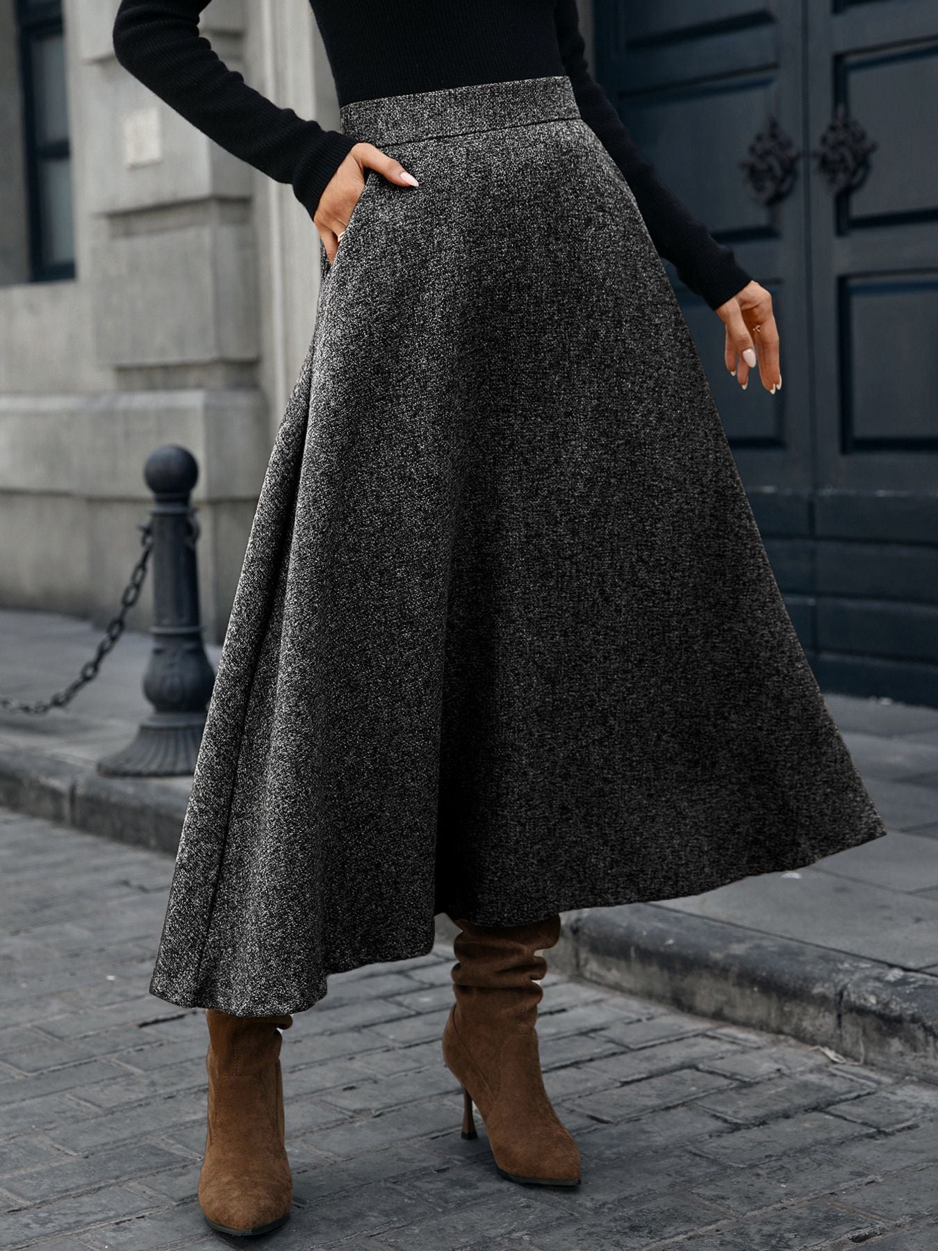 The Mayfair Fluid Satin Midi Skirt
