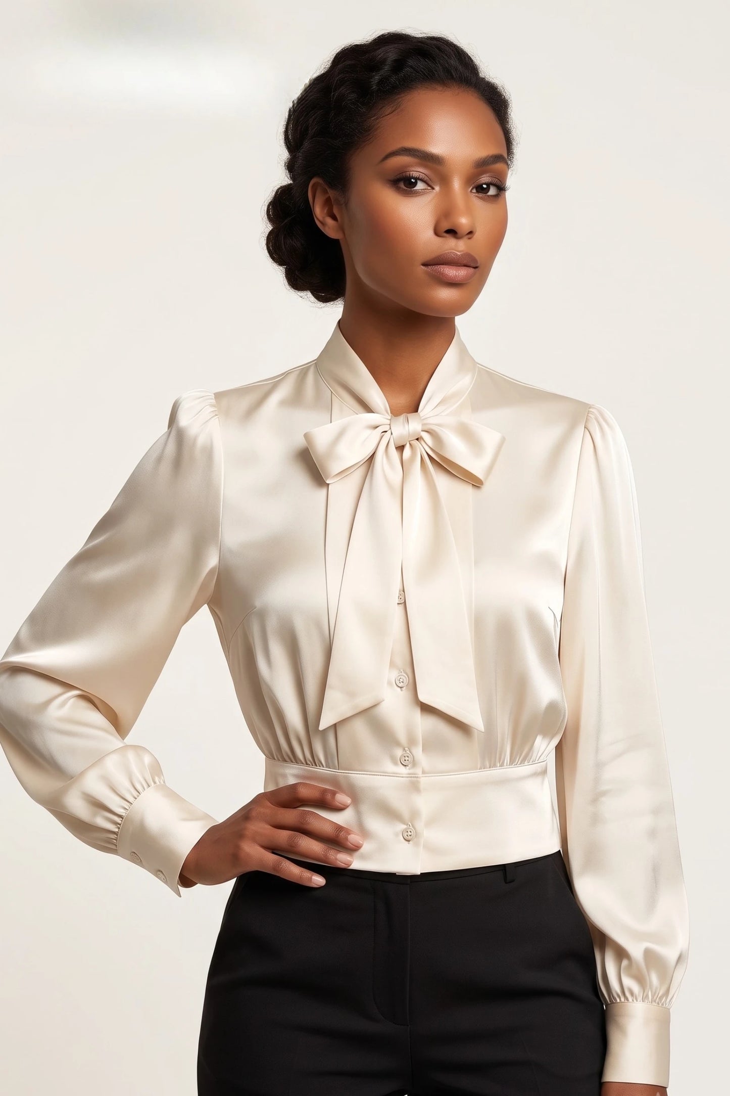 The Belgravia Pussy-Bow Satin Blouse