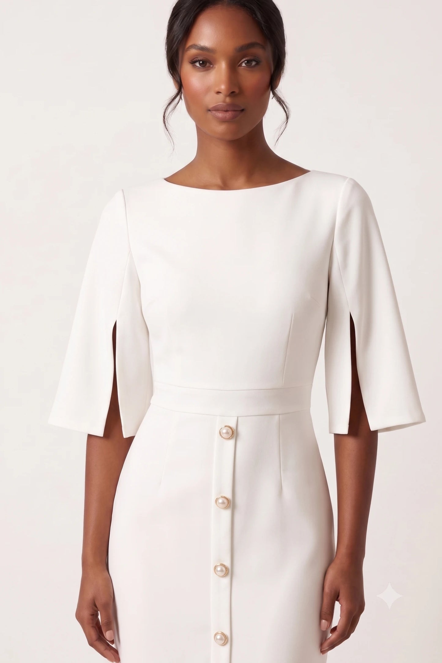 The Windsor Cape-Sleeve Midi Dress