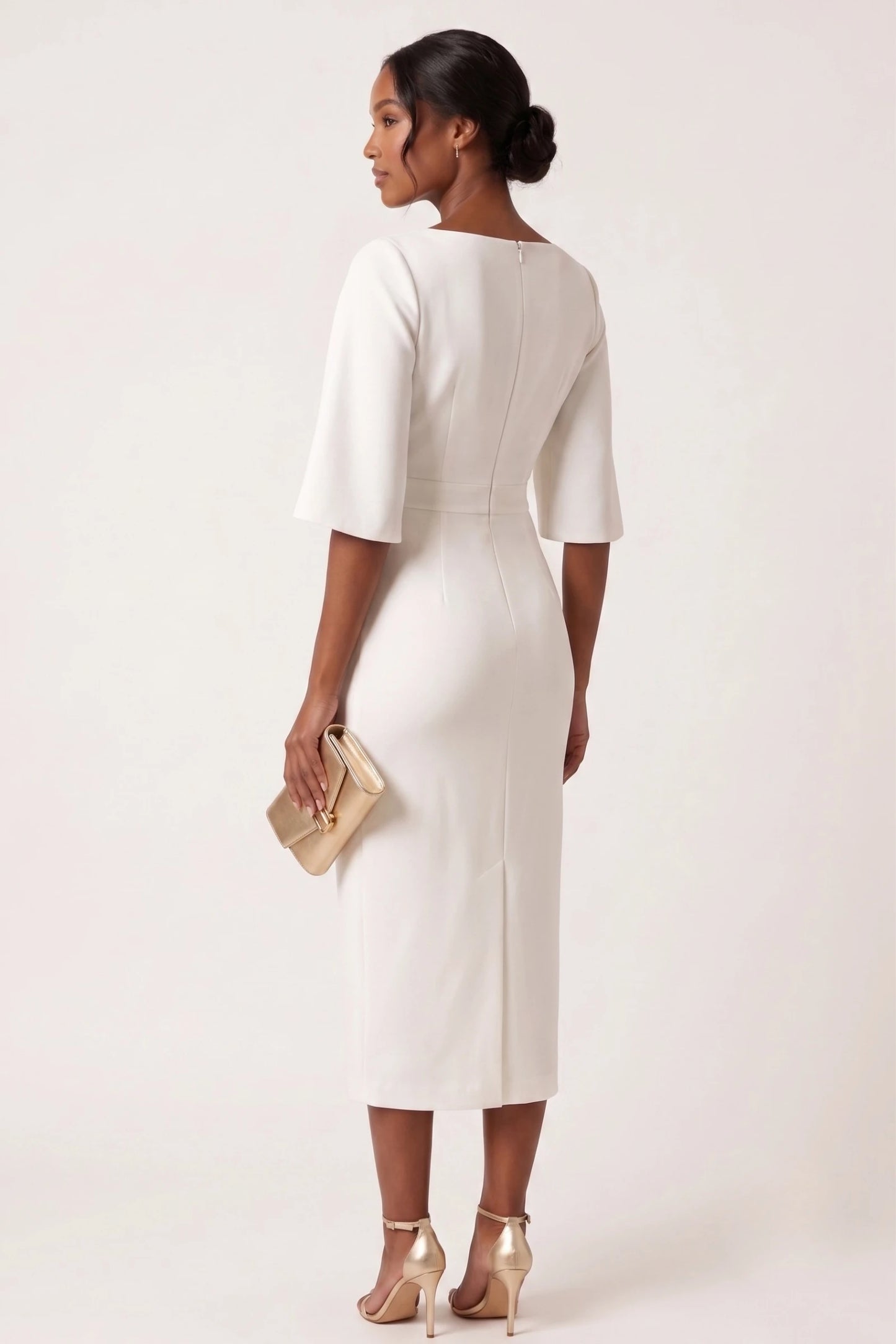 The Windsor Cape-Sleeve Midi Dress