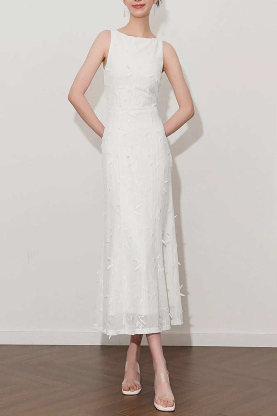 The Ascot 3D Floral Applique Midi Dress