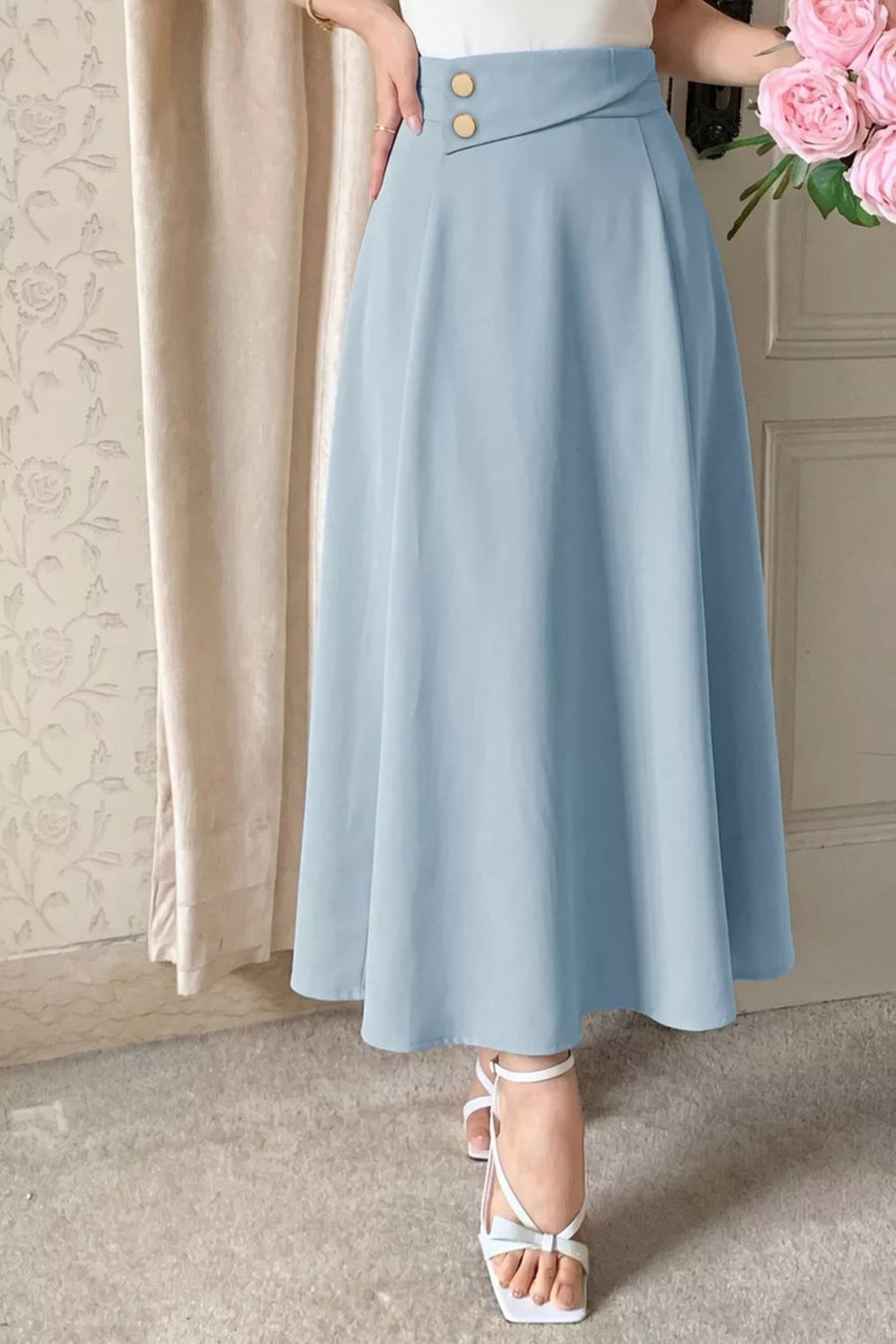 The Greenwich A-Line Fluid Midi Skirt