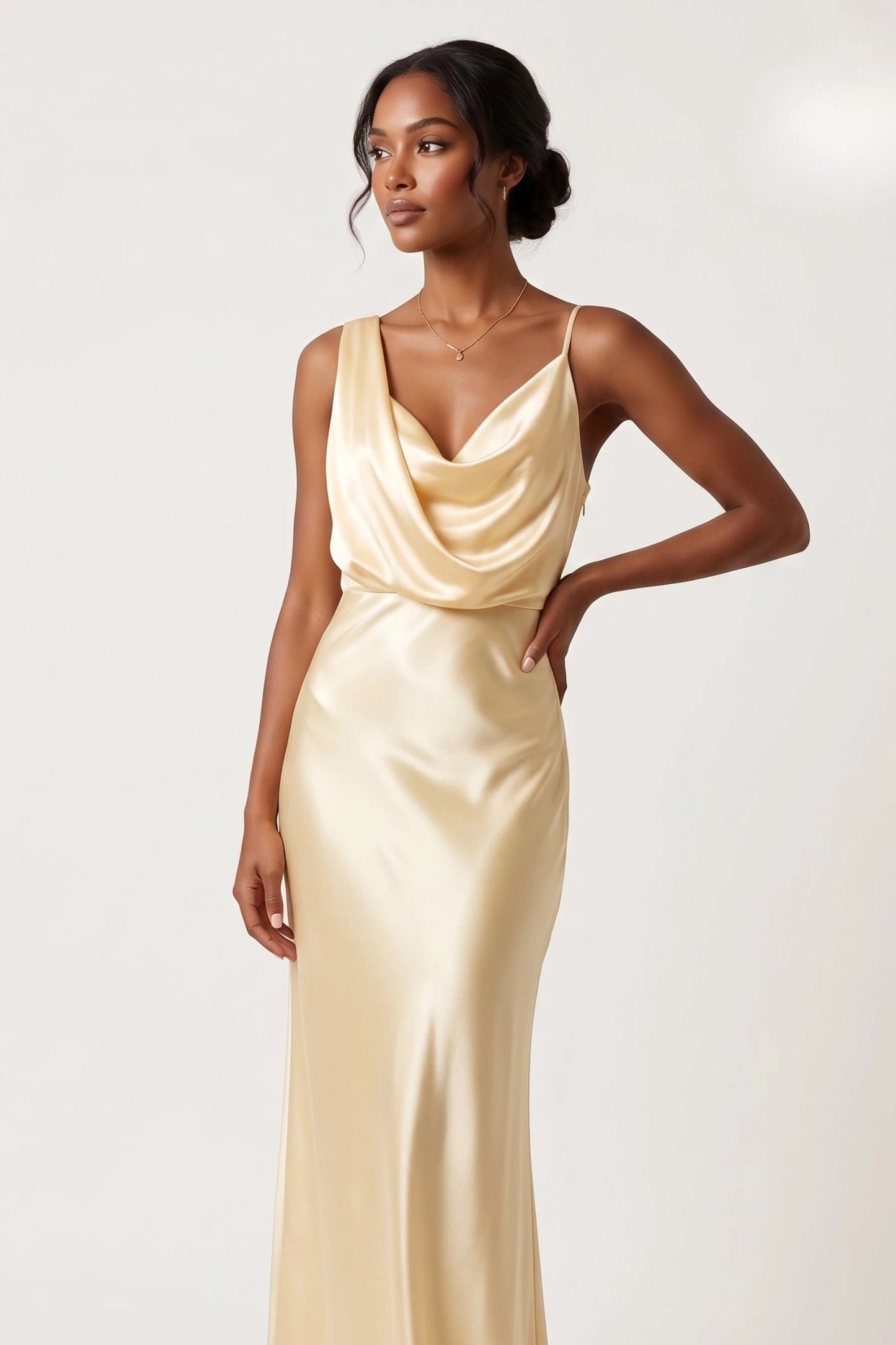 The Hyde Park Cowl-Neck Satin Dress
